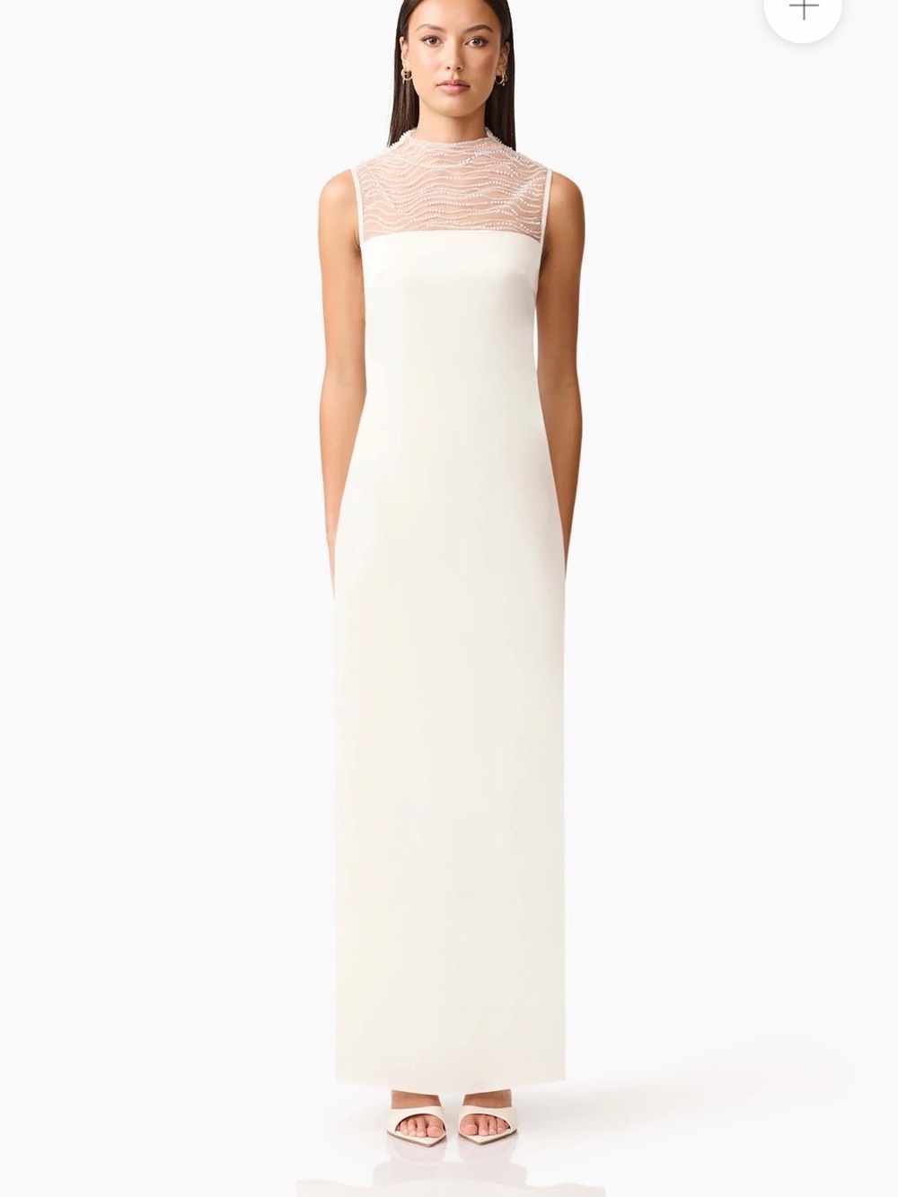 Elliatt Ivory Maxi Dress with Sheer Lace Yoke